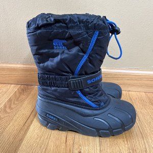 Sorel Kids Flurry Winter Snow Boots Waterproof Blue Black Youth Boys Size 3